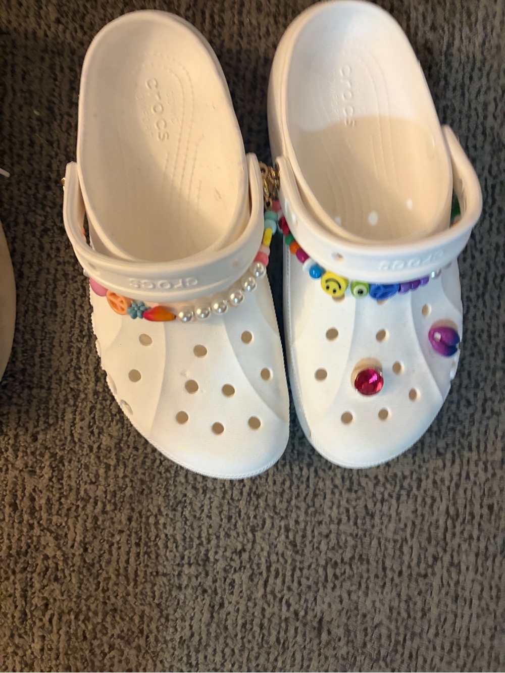 CROCS White Kids' Classic Clogs with Colorful Charms